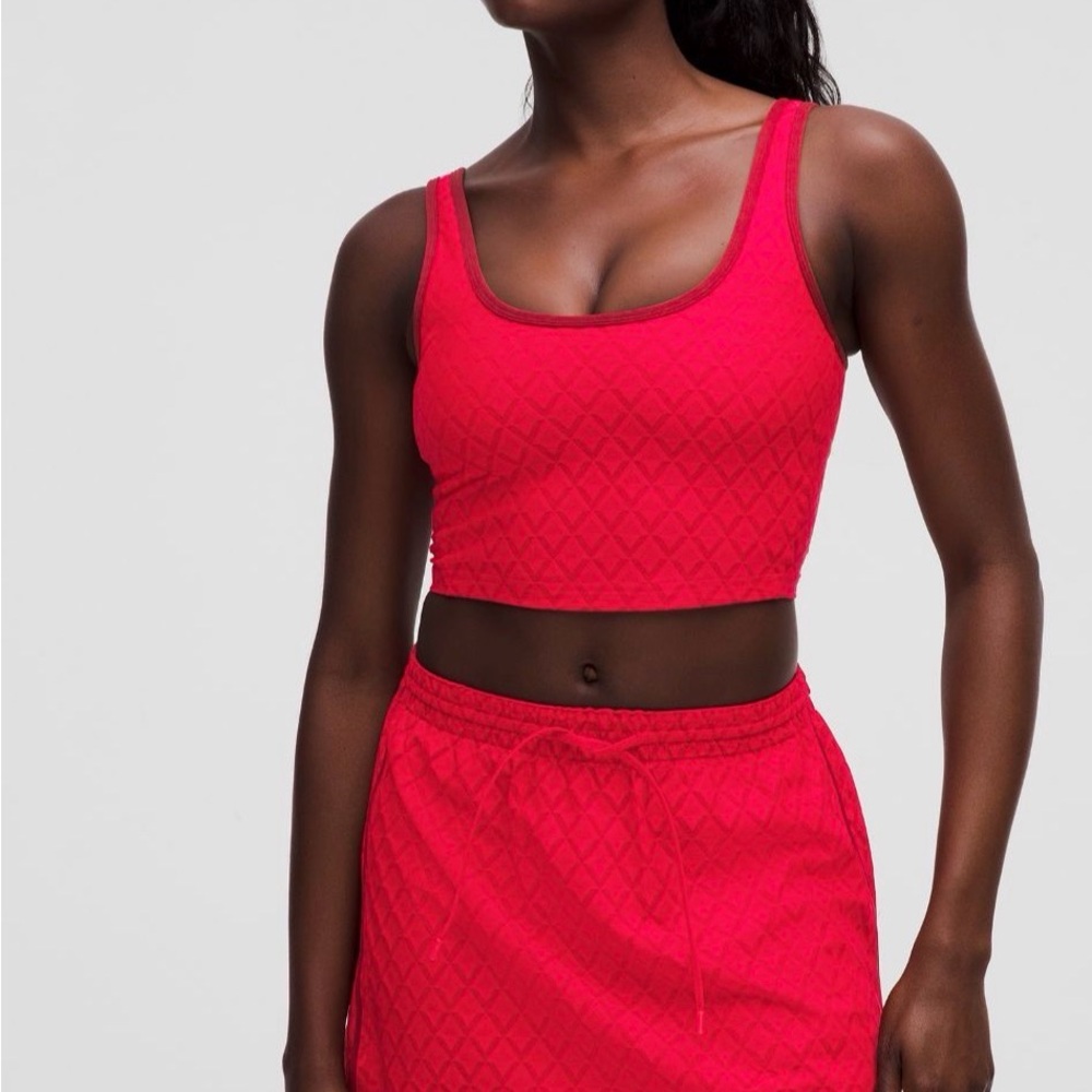 Lululemon Red Textured Crop Mesh Tank XS
